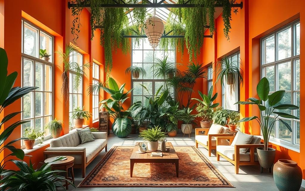 Bold color palettes in biophilic interiors