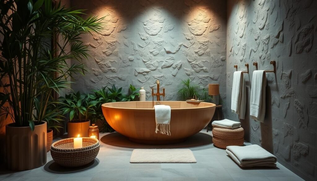 spa-inspired bathroom with natural elements