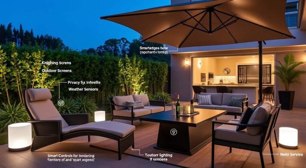 Smart furniture technology integrated into patio design