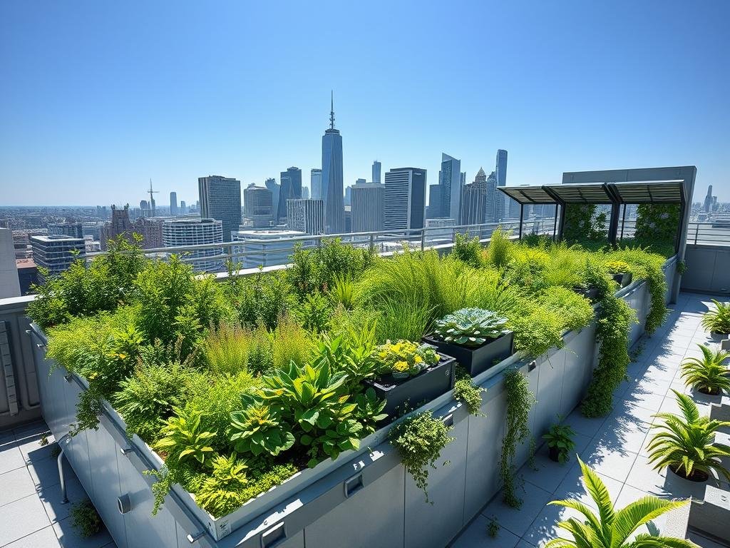 Smart garden technology in rooftop gardens