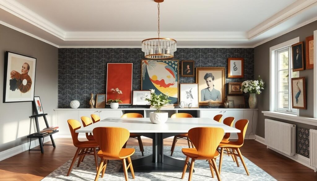 modern dining room with vintage elements