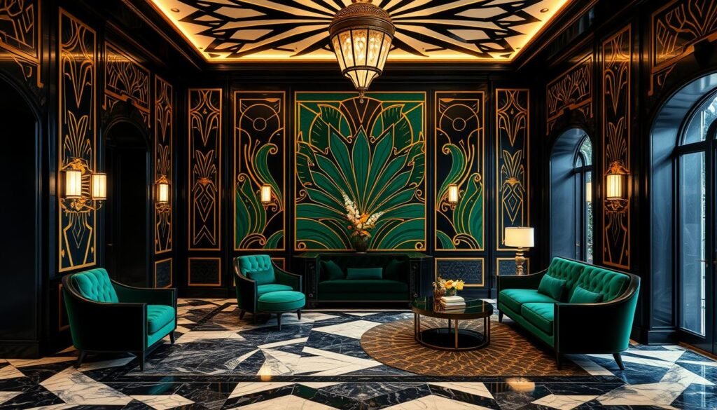 geometric patterns in art deco interior design