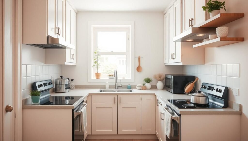 light cabinets in a small kitchen