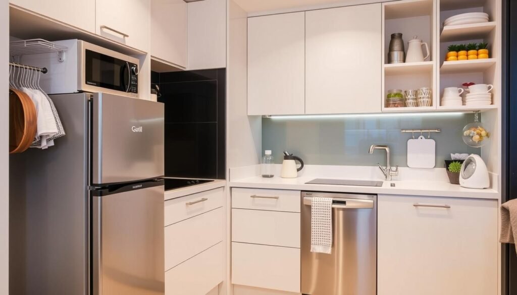 space-saving appliances in a small kitchen