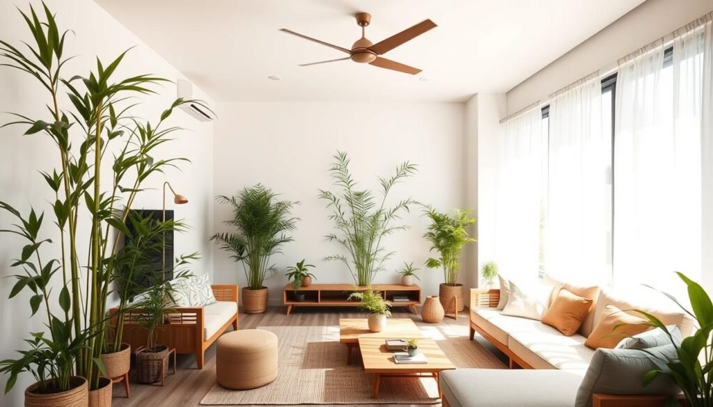 sustainable interior design with bamboo