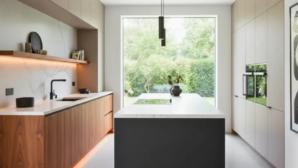 A stylish contemporary 2026 kitchen featuring two-tone kitchen cabinets