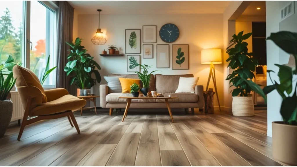 Contemporary U.S. living room showcasing 2026 flooring trends